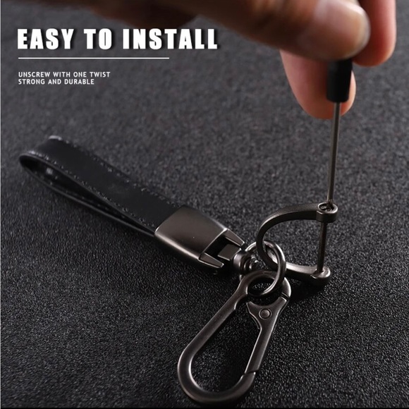 COPY - 🆕 Hyundai Genuine Black Leather Car Keychain Key Chain Fob Ring Holder A… - Picture 8 of 9